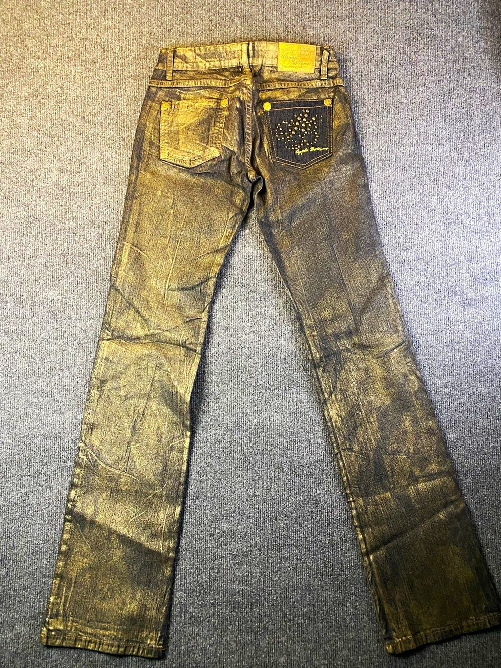 Y2K Vintage Apple Bottoms Women's Bootcut Jeans Low Rise size 6-8 Gold Overlay